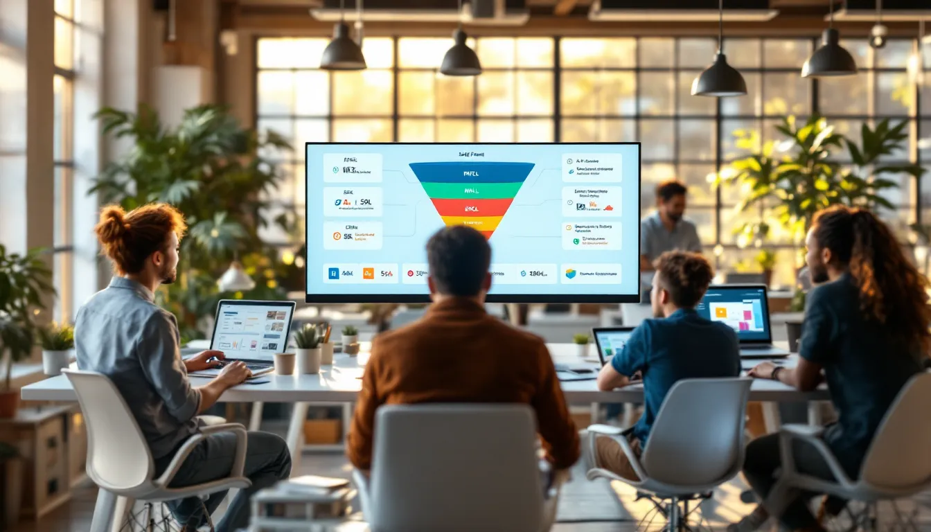 Small US startup team aligning their marketing tech stack with shared dashboards.