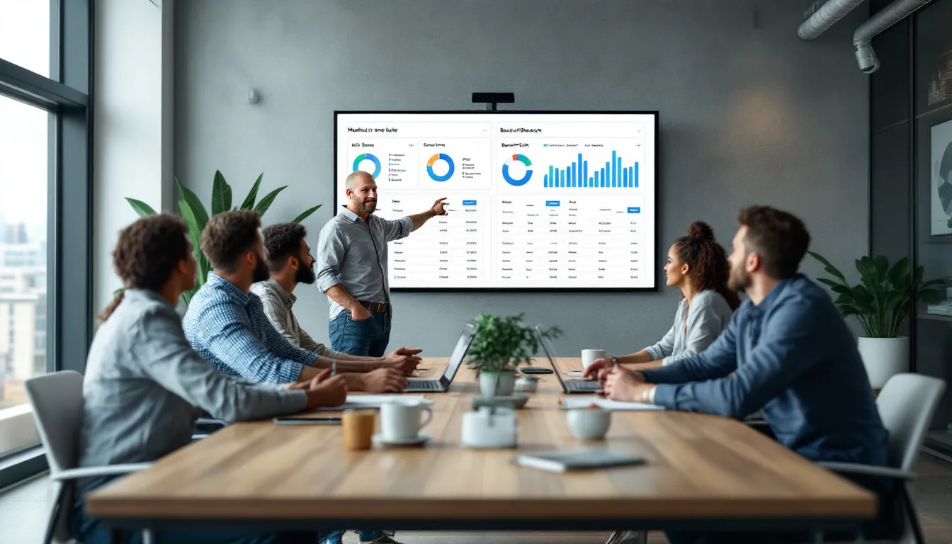 Marketing team reviews 2026 software costs, comparing suites, stacks, usage, and AI fees.
