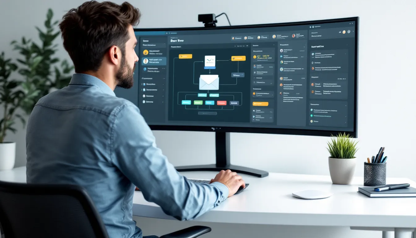Marketer using Brevo dashboard as central email, SMS, and CRM marketing hub.