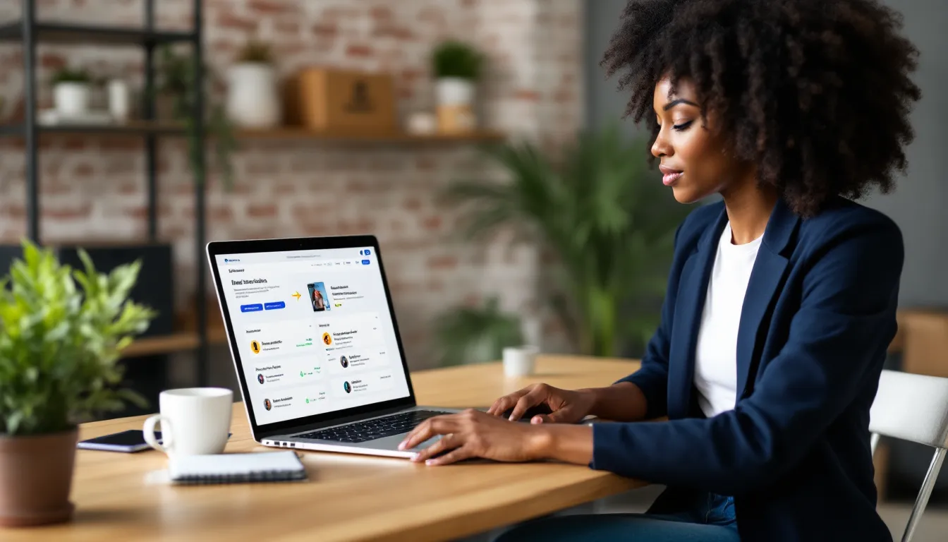 Small business marketer using a simple email marketing dashboard with automation and segmentation.