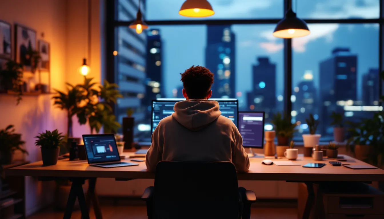 Marketer in a US office using AI tools while rejecting generic AI content.