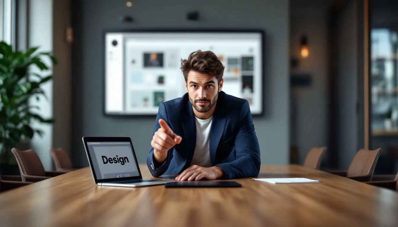 Cross-functional team reviewing a Figma design on laptops in a U.S. office.