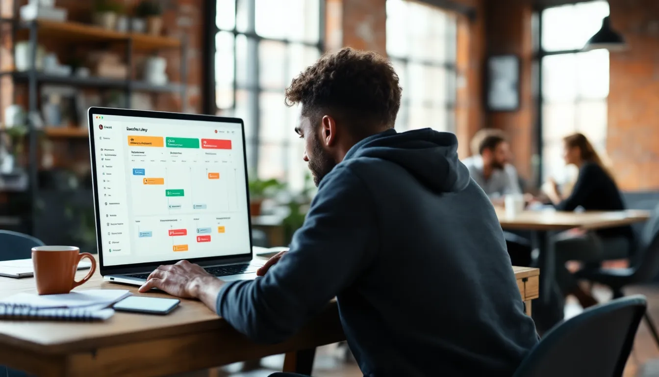 Founder compares CRM pipelines and automation on a laptop in a small SaaS office.