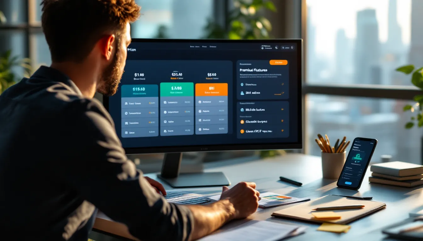 Analyst reviewing marketing automation pricing tiers and usage limits on a dashboard.