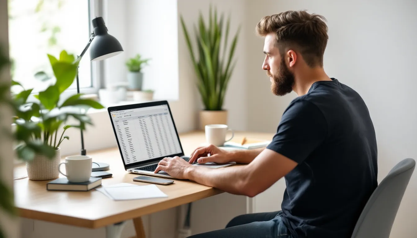 Small business owner reviewing a shortlist table of nine CRM tools on laptop.